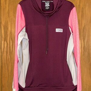 PINK Ultimate Cowl Neck Victoria's Secret Maroon with Pink Accents